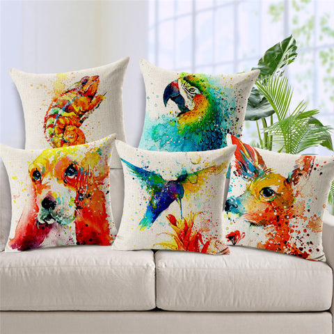 Watercolor Animals Cushion Cover
