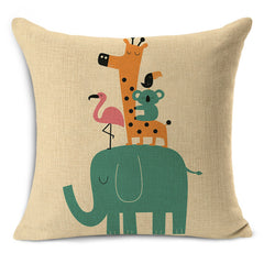 Rhino-Zebra-Elk-Giraffe Cushion Cover
