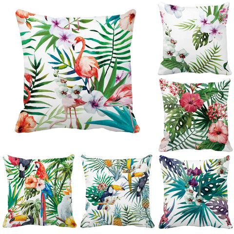 Colorful-Tropical-Floral Cushion Cover