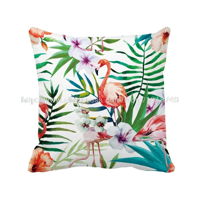 Colorful-Tropical-Floral Cushion Cover