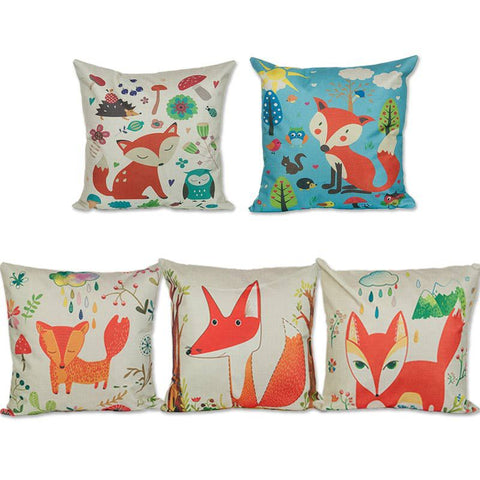Red fox Cotton Linen Colorful Decorative Pillow Case Chair Square Waist and Seat Pillow Cover Home Textile NB114