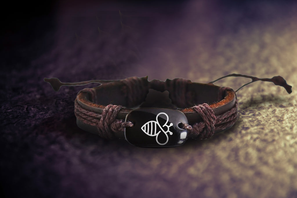Bee Leather Bracelet <br> Free 1 day shipping